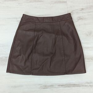 Brown Pleather Skirt - Size Small